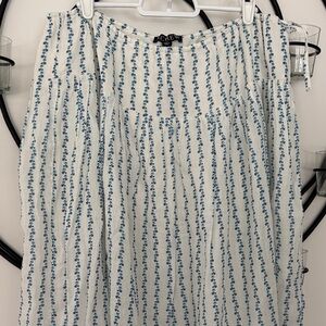 NWT J. Crew White and Blue Daisy Side Tie Skirt
